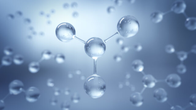 3d Rendering Molecular Structure,Ozone,Hydrogen and oxygen,Selective focus
